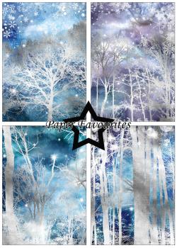 Paper Favourites - Designpapier "Silver Trees" Paper Pack A5 - 24 Bogen