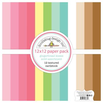 Doodlebug Design - Textured Cardstock "Gingerbread Kisses" Solid Paper Pack 12x12 Inch - 12 Bogen