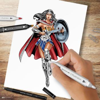 Spectrum Noir - Alkohoholmarker "Wonder Woman" Fan-Art Like a Pro Art Kit 