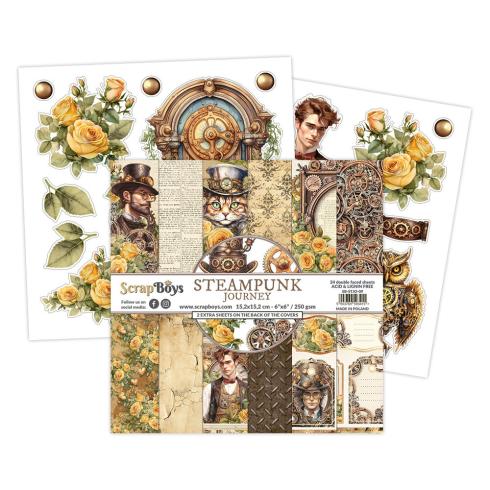 ScrapBoys - Designpapier "Steampunk Journey" Paper Pack 6x6 Inch - 24 Bogen