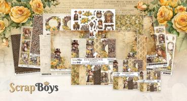 ScrapBoys - Designpapier "Steampunk Journey" Paper Pack 8x8 Inch - 12 Bogen