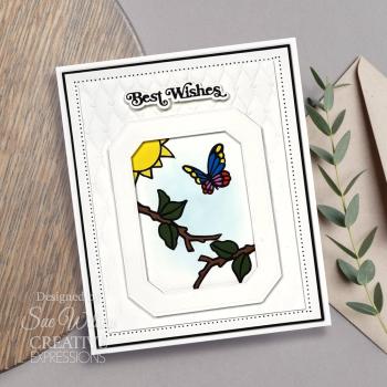 Creative Expressions - Stanzschablone "Shadowed Sentiments Best Wishes" Craft Dies Mini Design by Sue Wilson