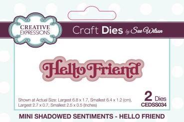 Creative Expressions - Stanzschablone "Shadowed Sentiments Hello Friend" Craft Dies Mini Design by Sue Wilson
