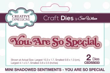 Creative Expressions - Stanzschablone "Shadowed Sentiments You Are So Special" Craft Dies Mini Design by Sue Wilson