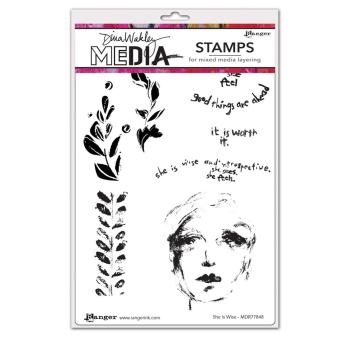 Ranger - Stempelset by Dina Wakley "She is wise" Media Cling Stamp 