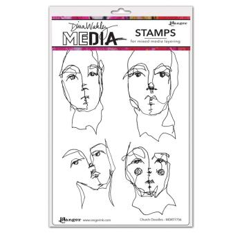 Ranger - Stempelset by Dina Wakley "Church doodles" Media Cling Stamp 