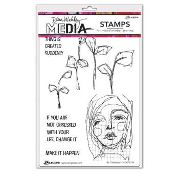 Ranger - Stempelset by Dina Wakley "Be obsessed" Media Cling Stamp 