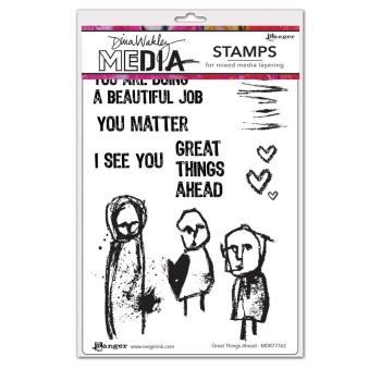 Ranger - Stempelset by Dina Wakley "Great things ahead" Media Cling Stamp 