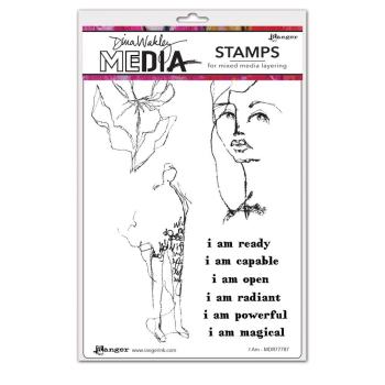 Ranger - Stempelset by Dina Wakley "I am" Media Cling Stamp 
