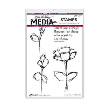 Ranger - Stempelset by Dina Wakley "Always flowers" Media Cling Stamp 