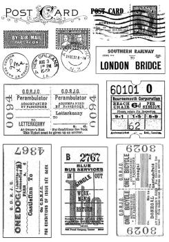 Crafty Individuals - Gummistempelset "Vintage Tickets and Postmarks" Unmounted Rubber Stamps 