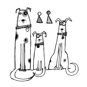 Crafty Individuals - Gummistempel "Three (Festive) Dogs" Unmounted Rubber Stamps 