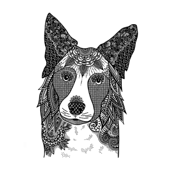 Crafty Individuals - Gummistempel "Happy Collie" Unmounted Rubber Stamps 