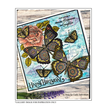 Crafty Individuals - Gummistempel "Butterfly and Rose" Unmounted Rubber Stamps 