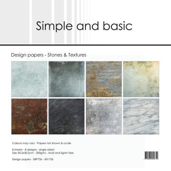 Simple and Basic - Designpapier "Stones & Texture" Paper Pack 12x12 Inch - 8 Bogen 