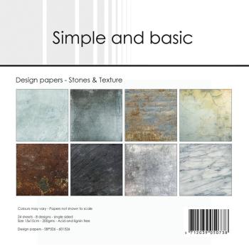Simple and Basic - Designpapier "Stones & Texture" Paper Pack 6x6 Inch - 24 Bogen 