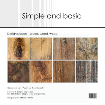 Simple and Basic - Designpapier "Wood, wood, wood" Paper Pack 12x12 Inch - 8 Bogen 