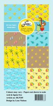 By Lene - Designpapier "Beach Party" Paper Pack 10x21 cm - 24 Bogen