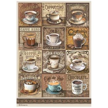 Stamperia - Decopatch Papier "Tags with Cups" Decoupage A4 - 6 Bogen  