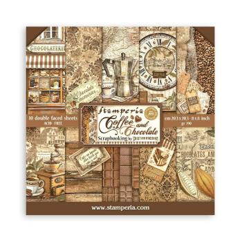 Stamperia - Designpapier "Coffee and Chocolate" Paper Pack 8x8 Inch - 10 Bogen