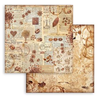 Stamperia - Designpapier "Coffee and Chocolate" Paper Pack 8x8 Inch - 10 Bogen