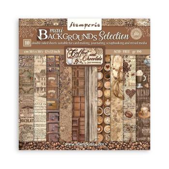 Stamperia - Designpapier "Coffee and Chocolate" Paper Pack 12x12 Inch - 10 Bogen