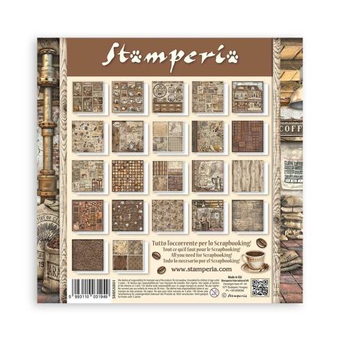 Stamperia - Designpapier "Coffee and Chocolate" Paper Pack 8x8 Inch - 22 Bogen