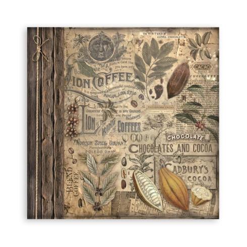 Stamperia - Designpapier "Coffee and Chocolate" Paper Pack 8x8 Inch - 22 Bogen