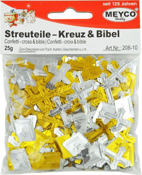 Streuteile "Kreuz & Bibel" gold und silber 20g