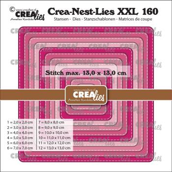 Crealies - Stanzschablone "Squares With Rounded Corners And Stitchline" Crea-Nest-Lies XXL Dies