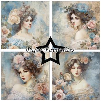 Paper Favourites - Designpapier "Vintage Ladies Blue" Paper Pack 12x12 Inch 8 Bogen