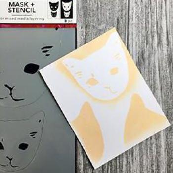 Ranger - Schablone by Dina Wakley "cat head" Media Stencil