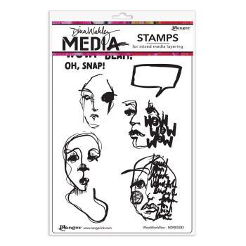 Ranger - Stempelset by Dina Wakley "WowWowWow" Media Cling Stamp 