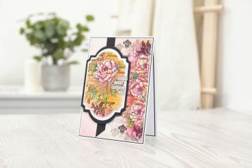 Crafters Companion - Stempel & Schablone "Perfect Peony" Clear Stamps & Stencil