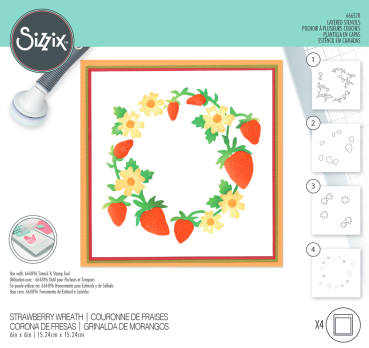 Sizzix - Schablone "Strawberry Wreath" Layered Stencil Design by Jennifer Ogborn