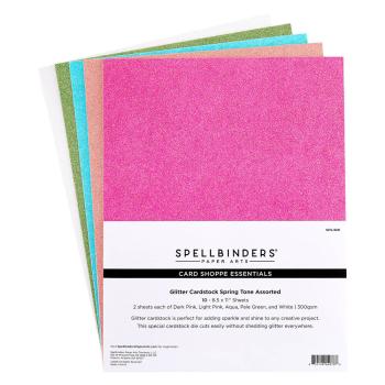 Spellbinders - Cardstock Glitzer "Spring Tones" Glitter Cardstock 8,5x11 Inch - 10 Bogen