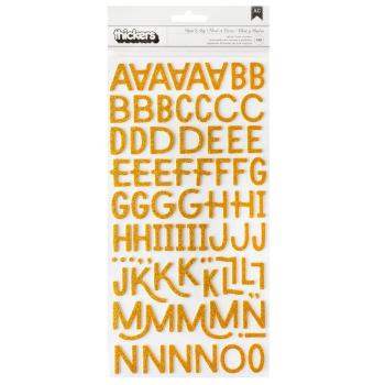 American Crafts - Aufkleber "Thickers Alpha Gold Glitter" Sticker