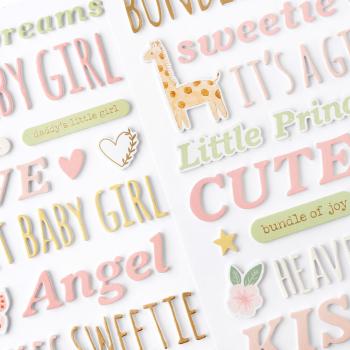 American Crafts - Aufkleber "Hello Little Girl" Thickers Phrase Foam with Gold Foil Sticker