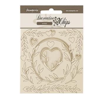 Stamperia - Holzteile 14x14 cm "Hearts" Decorative Chips