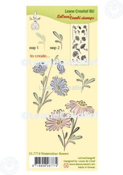 Leane Creatief - Stempelset "Watercolour Flowers" Combi Clear Stamps