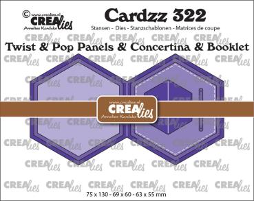 Crealies - Stanzschablone "No. 322 Twist & Pop Panelen & Leporello & Miniboekje Zeshoek" Cardzz Dies