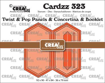 Crealies - Stanzschablone "No. 323 Twist & Pop Panelen & Leporello & Miniboekje Verlengde Zeshoek" Cardzz Dies