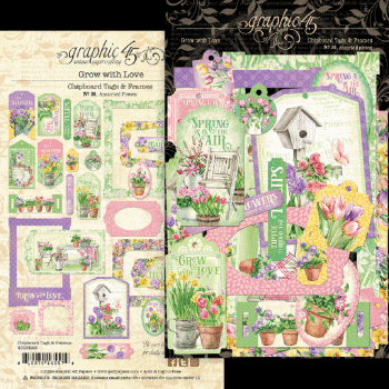 Graphic 45 - Stanzteile "Grow with Love" Chipboard Tags & Frames