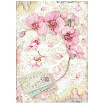 Stamperia - Decopatch Papier "Pink Orchid" Decoupage A4 - 6 Bogen  