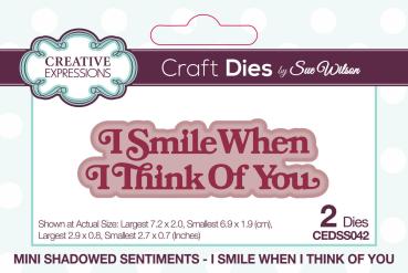 Creative Expressions - Stanzschablone "I Smile When I Think Of You" Shadowed Sentiments Dies Mini Design by Sue Wilson