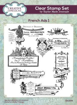 Creative Expressions - Stempelset "French Ads 1" Clear Stamps 6x8 Inch Design by Taylor Made Journals