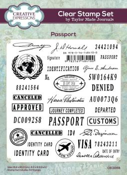 Creative Expressions - Stempelset "Passport" Clear Stamps 6x8 Inch Design by Taylor Made Journals