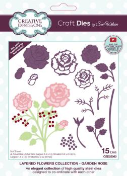 Creative Expressions - Stanzschablone "Garden Rose" Craft Dies Layered Flowers Design by Sue Wilson