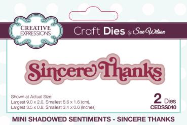 Creative Expressions - Stanzschablone "Sincere Thanks" Shadowed Sentiments Dies Mini Design by Sue Wilson