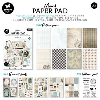 Studio Light - Designpapier A5 "Tea Party" Mixed Paper Pad - 42 Bogen 